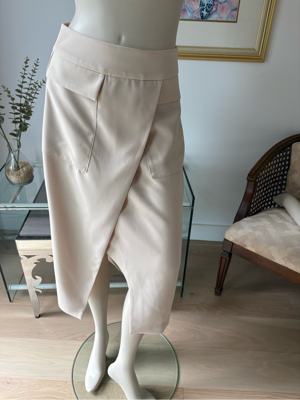 ESQUALO Soft Cream Midi Wrap Skirt